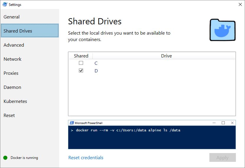 Docker share drive